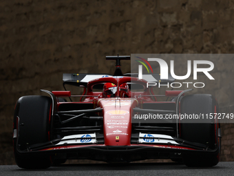 Charles Leclerc of Ferrari during third practice ahead of the Formula 1 Grand Prix of Azerbaijan at Baku City Circuit in Baku, Azerbaijan on...