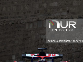 Daniel Ricciardo of RB during third practice ahead of the Formula 1 Grand Prix of Azerbaijan at Baku City Circuit in Baku, Azerbaijan on Sep...