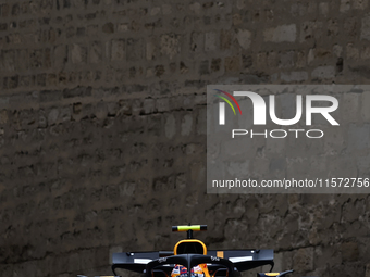 Sergio Perez of Red Bull Racing during third practice ahead of the Formula 1 Grand Prix of Azerbaijan at Baku City Circuit in Baku, Azerbaij...