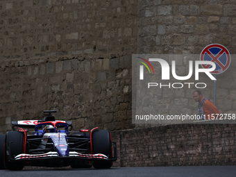 Daniel Ricciardo of RB during third practice ahead of the Formula 1 Grand Prix of Azerbaijan at Baku City Circuit in Baku, Azerbaijan on Sep...