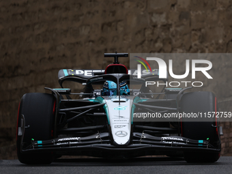 George Russell of Mercedes during third practice ahead of the Formula 1 Grand Prix of Azerbaijan at Baku City Circuit in Baku, Azerbaijan on...