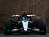 George Russell of Mercedes during third practice ahead of the Formula 1 Grand Prix of Azerbaijan at Baku City Circuit in Baku, Azerbaijan on...