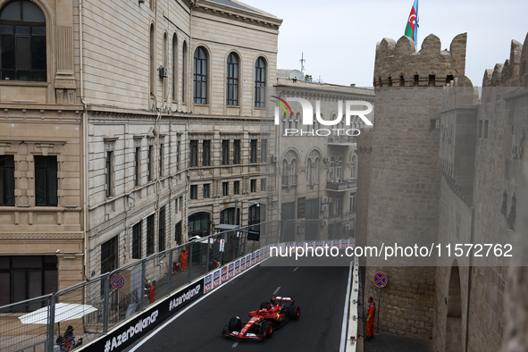 Charles Leclerc of Ferrari during third practice ahead of the Formula 1 Grand Prix of Azerbaijan at Baku City Circuit in Baku, Azerbaijan on...