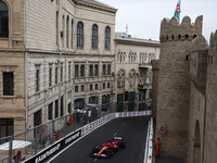 Charles Leclerc of Ferrari during third practice ahead of the Formula 1 Grand Prix of Azerbaijan at Baku City Circuit in Baku, Azerbaijan on...