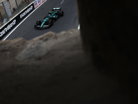 Fernando Alonso of Aston Martin Aramco during third practice ahead of the Formula 1 Grand Prix of Azerbaijan at Baku City Circuit in Baku, A...