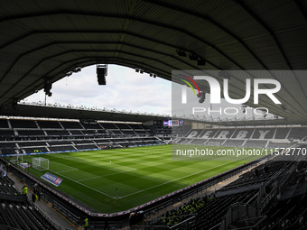 General view inside Pride Park, home to Derby County during the Sky Bet Championship match between Derby County and Cardiff City in Derby, E...