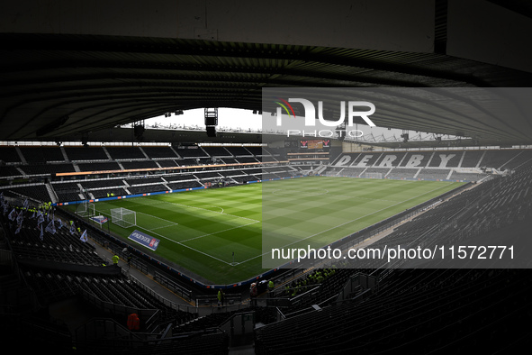 General view inside Pride Park, home to Derby County during the Sky Bet Championship match between Derby County and Cardiff City in Derby, E...