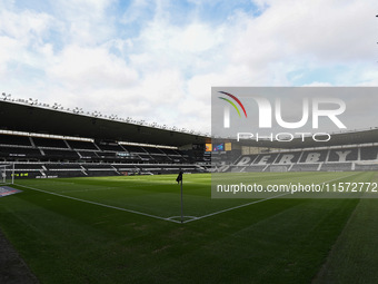 General view inside Pride Park, home to Derby County during the Sky Bet Championship match between Derby County and Cardiff City in Derby, E...