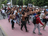 Nepali Dalit rights activists hold a demonstration in Kathmandu, Nepal, on September 14, 2024, demanding the implementation of constitutiona...