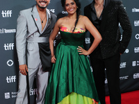 Saqib Ayub, Manjiri Papula, and Anuj Duhan attend the premiere of ''Superboys of Malegaon'' during the 2024 Toronto International Film Festi...