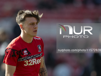 Ben Doak warms up prior to the Sky Bet Championship match between Middlesbrough and Preston North End at the Riverside Stadium in Middlesbro...