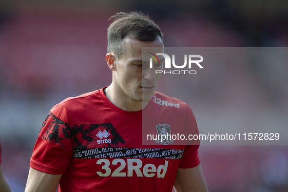 George Edmundson warms up prior to the Sky Bet Championship match between Middlesbrough and Preston North End at the Riverside Stadium in Mi...