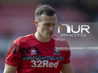 George Edmundson warms up prior to the Sky Bet Championship match between Middlesbrough and Preston North End at the Riverside Stadium in Mi...