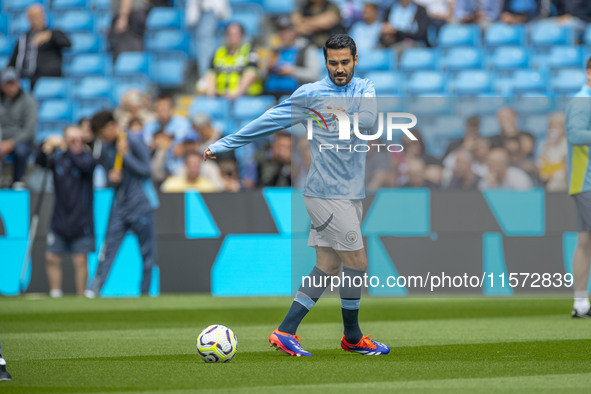 Ilkay Gundogan during the Premier League match between Manchester City and Brentford at the Etihad Stadium in Manchester, England, on Septem...