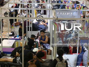 General view of the stalls at the Himalayan Tattoo Convention in Lalitpur, Nepal, on August 14, 2024. The tattoo summit, supported by the Na...