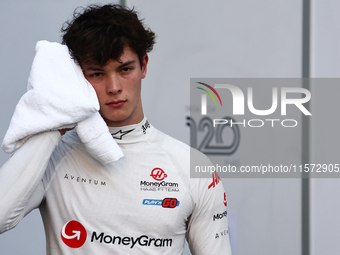 Oliver Bearman of Haas after qualifying ahead of the Formula 1 Grand Prix of Azerbaijan at Baku City Circuit in Baku, Azerbaijan on Septembe...