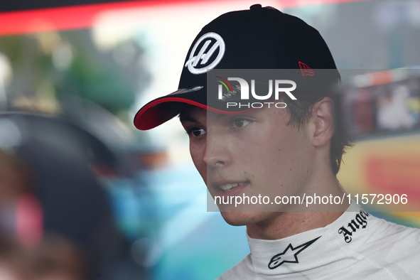 Oliver Bearman of Haas after qualifying ahead of the Formula 1 Grand Prix of Azerbaijan at Baku City Circuit in Baku, Azerbaijan on Septembe...