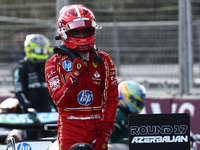 Charles Leclerc of Ferrari after qualifying ahead of the Formula 1 Grand Prix of Azerbaijan at Baku City Circuit in Baku, Azerbaijan on Sept...