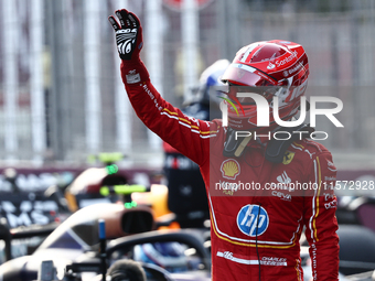 Charles Leclerc of Ferrari after qualifying ahead of the Formula 1 Grand Prix of Azerbaijan at Baku City Circuit in Baku, Azerbaijan on Sept...