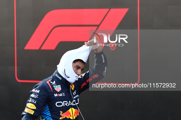 Sergio Perez of Red Bull Racing after qualifying ahead of the Formula 1 Grand Prix of Azerbaijan at Baku City Circuit in Baku, Azerbaijan on...