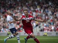 Tommy Conway celebrates after scoring during the Sky Bet Championship match between Middlesbrough and Preston North End at the Riverside Sta...