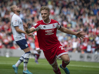 Tommy Conway celebrates after scoring during the Sky Bet Championship match between Middlesbrough and Preston North End at the Riverside Sta...