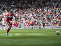 Tommy Conway shoots and scores during the Sky Bet Championship match between Middlesbrough and Preston North End at the Riverside Stadium in...