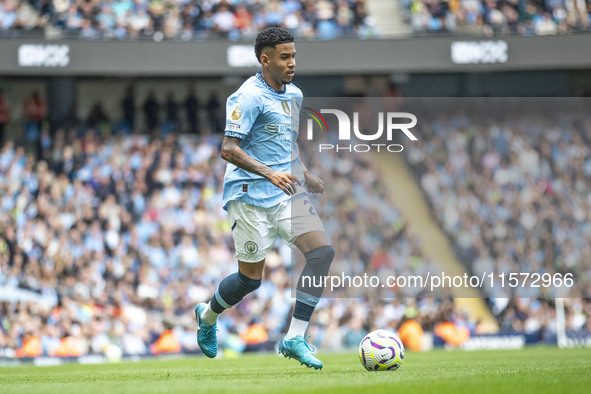 Savinho #26 of Manchester City F.C. during the Premier League match between Manchester City and Brentford at the Etihad Stadium in Mancheste...