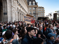 People gather during a demonstration in support of Gisele Pelicot in Rennes, France, on September 14, 2024. Gisele Pelicot becomes the embod...