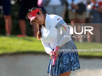 GAINESVILLE, VIRGINIA - SEPTEMBER 14: Lilia Vu of Team USA putts on the 7th green during Day Two of the Solheim Cup at Robert Trent Jones Go...