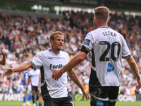 Kenzo Goudmijn of Derby County celebrates with Callum Elder of Derby County after scoring a goal to make it 1-0 during the Sky Bet Champions...