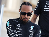 Lewis Hamilton of Mercedes before qualifying ahead of the Formula 1 Grand Prix of Azerbaijan at Baku City Circuit in Baku, Azerbaijan on Sep...