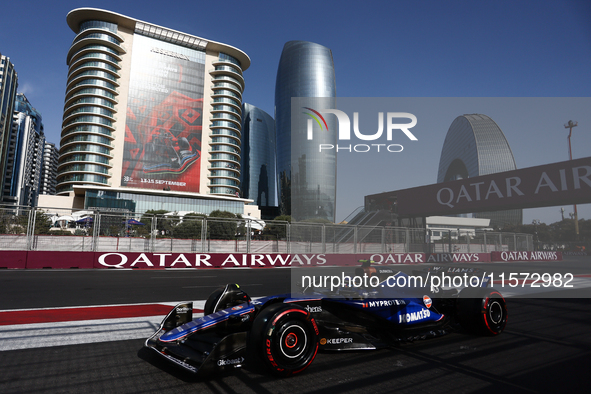 Franco Colapinto of Williams during qualifying ahead of the Formula 1 Grand Prix of Azerbaijan at Baku City Circuit in Baku, Azerbaijan on S...