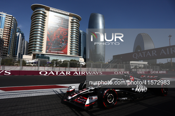 Oliver Bearman of Haas during qualifying ahead of the Formula 1 Grand Prix of Azerbaijan at Baku City Circuit in Baku, Azerbaijan on Septemb...