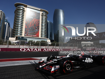 Oliver Bearman of Haas during qualifying ahead of the Formula 1 Grand Prix of Azerbaijan at Baku City Circuit in Baku, Azerbaijan on Septemb...