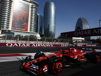 Charles Leclerc of Ferrari during qualifying ahead of the Formula 1 Grand Prix of Azerbaijan at Baku City Circuit in Baku, Azerbaijan on Sep...