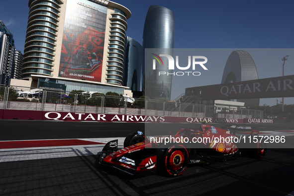 Carlos Sainz of Ferrari during qualifying ahead of the Formula 1 Grand Prix of Azerbaijan at Baku City Circuit in Baku, Azerbaijan on Septem...