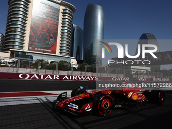 Carlos Sainz of Ferrari during qualifying ahead of the Formula 1 Grand Prix of Azerbaijan at Baku City Circuit in Baku, Azerbaijan on Septem...