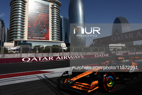 Oscar Piastri of McLaren during qualifying ahead of the Formula 1 Grand Prix of Azerbaijan at Baku City Circuit in Baku, Azerbaijan on Septe...