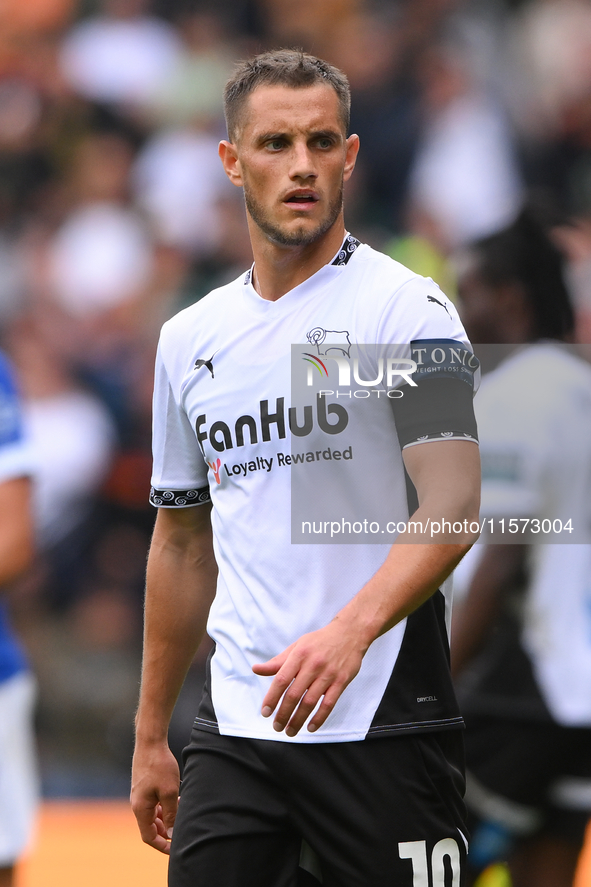 Jerry Yates of Derby County during the Sky Bet Championship match between Derby County and Cardiff City at Pride Park in Derby, England, on...