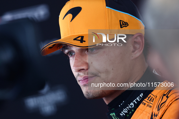 Lando Norris of McLaren during qualifying ahead of the Formula 1 Grand Prix of Azerbaijan at Baku City Circuit in Baku, Azerbaijan on Septem...