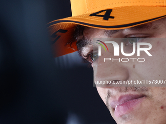 Lando Norris of McLaren during qualifying ahead of the Formula 1 Grand Prix of Azerbaijan at Baku City Circuit in Baku, Azerbaijan on Septem...