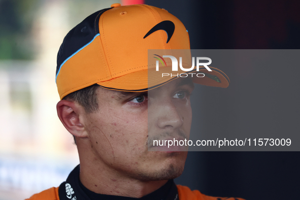 Lando Norris of McLaren during qualifying ahead of the Formula 1 Grand Prix of Azerbaijan at Baku City Circuit in Baku, Azerbaijan on Septem...