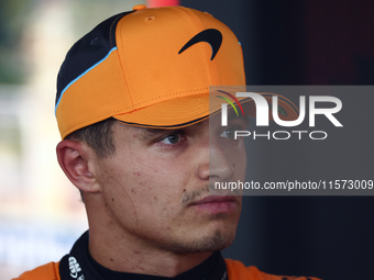 Lando Norris of McLaren during qualifying ahead of the Formula 1 Grand Prix of Azerbaijan at Baku City Circuit in Baku, Azerbaijan on Septem...