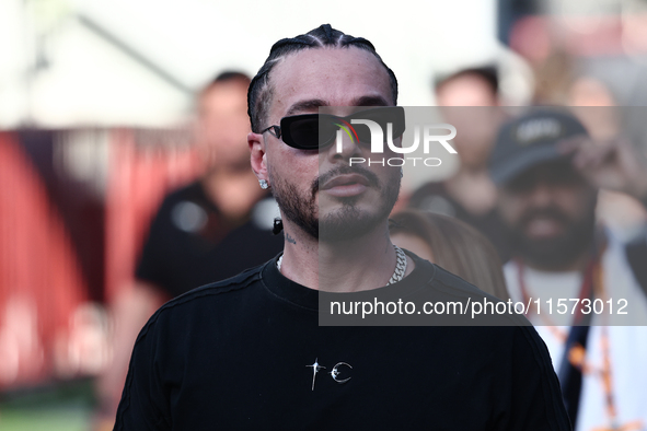 J Balvin during qualifying ahead of the Formula 1 Grand Prix of Azerbaijan at Baku City Circuit in Baku, Azerbaijan on September 14, 2024. 