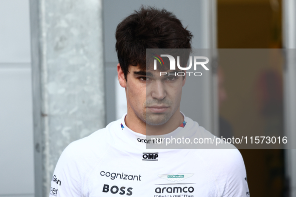 Lance Stroll of Aston Martin Aramco during qualifying ahead of the Formula 1 Grand Prix of Azerbaijan at Baku City Circuit in Baku, Azerbaij...