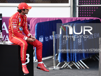 Carlos Sainz of Ferrari after qualifying ahead of the Formula 1 Grand Prix of Azerbaijan at Baku City Circuit in Baku, Azerbaijan on Septemb...