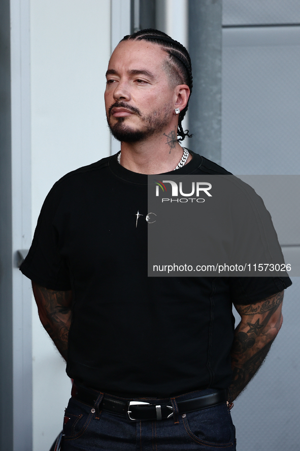 J Balvin after qualifying ahead of the Formula 1 Grand Prix of Azerbaijan at Baku City Circuit in Baku, Azerbaijan on September 14, 2024. 