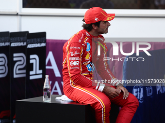 Carlos Sainz of Ferrari after qualifying ahead of the Formula 1 Grand Prix of Azerbaijan at Baku City Circuit in Baku, Azerbaijan on Septemb...