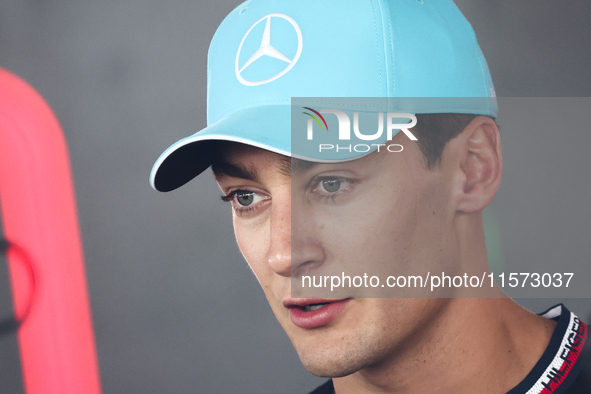 George Russell of Mercedes after qualifying ahead of the Formula 1 Grand Prix of Azerbaijan at Baku City Circuit in Baku, Azerbaijan on Sept...